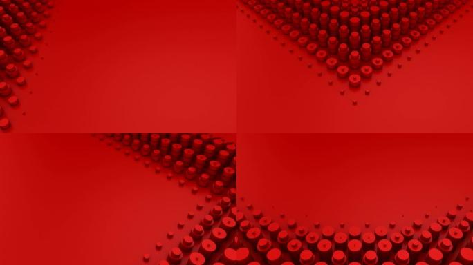 圆柱体形成波浪抽象色彩渲染红色立体三维动