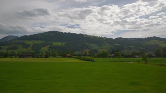 苏黎世至维也纳夏季火车旅行侧视点窗口全景4k瑞士