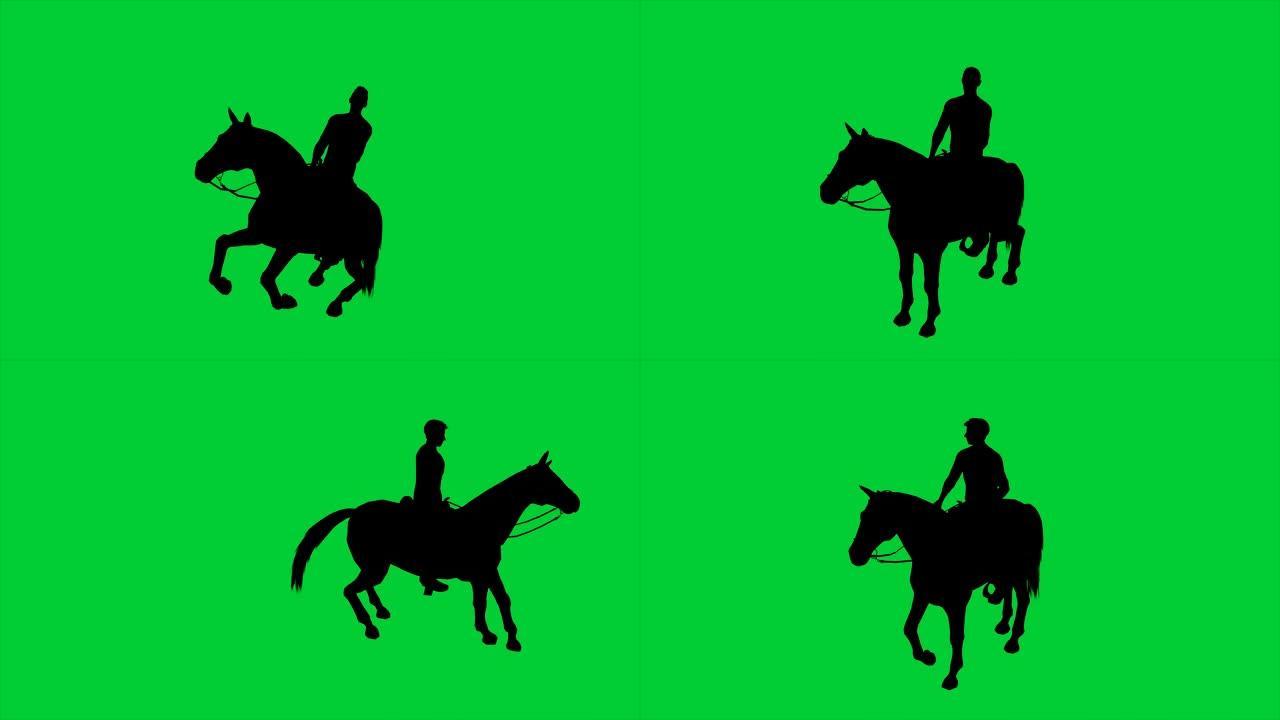 4k动画-绿屏上骑马的人