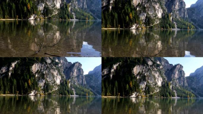 美丽的拉戈迪布莱斯湖风景，意大利高山上的浪漫之地