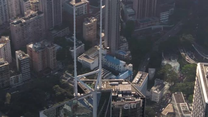 香港航空v75特写鸟景在中国银行大厦2/17周围飞行