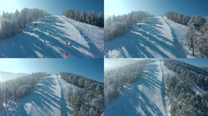 在滑雪胜地滑雪滑雪滑冰雪运动冬天体育