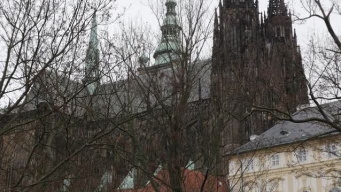 布拉格捷克4K美丽的哥特式风格教堂细节