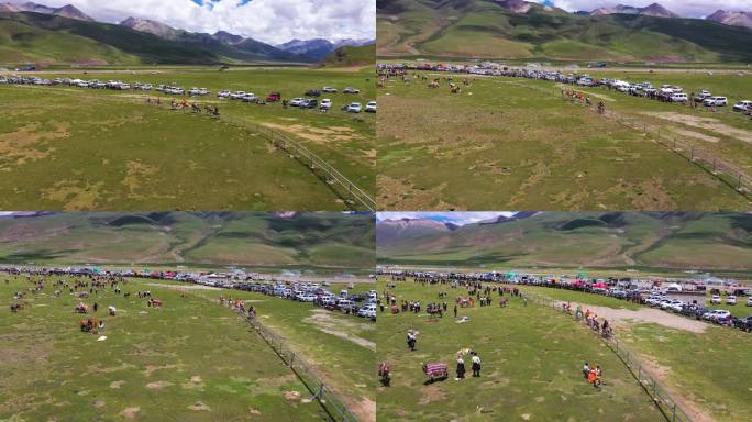 甘南草原 藏族赛马比赛活动