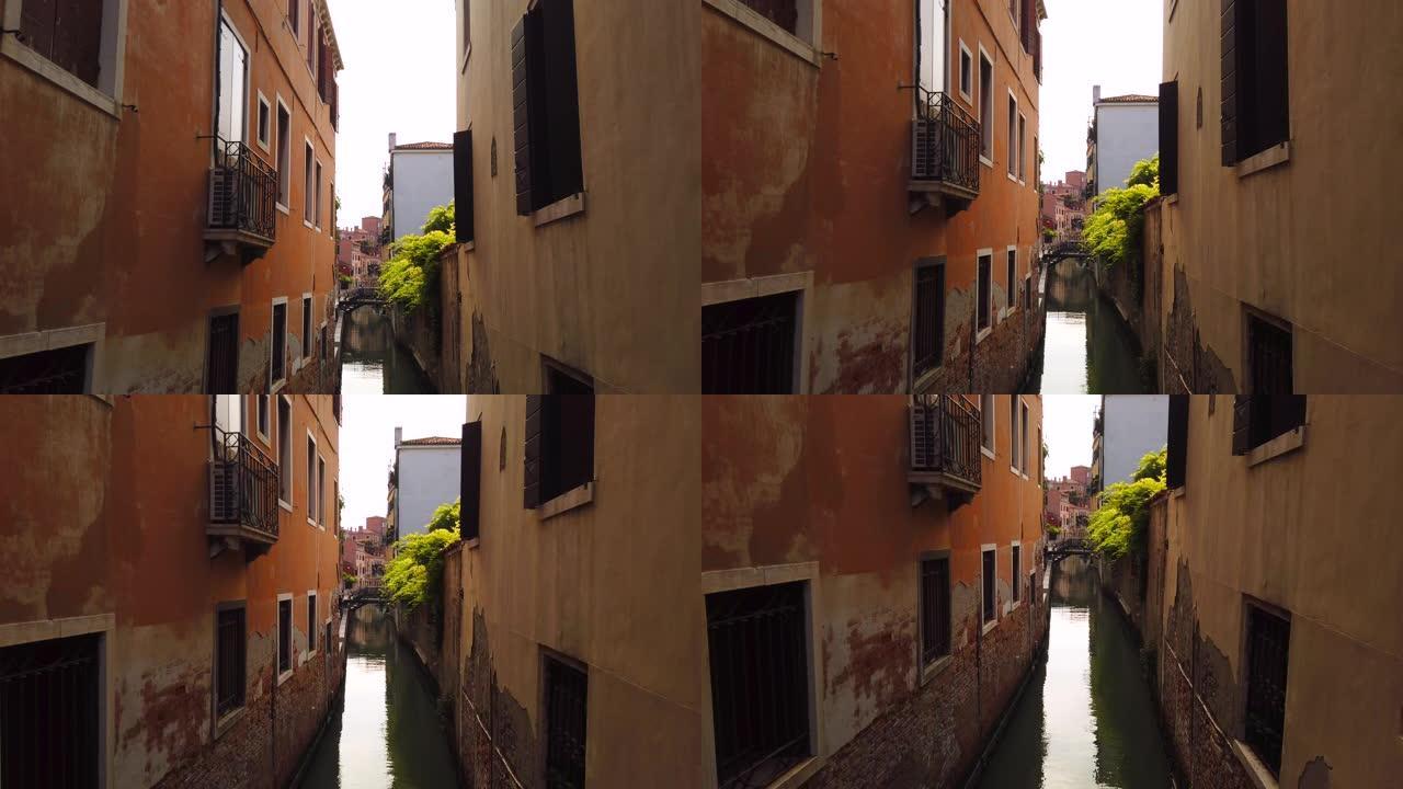 意大利威尼斯的老房子和运河景观