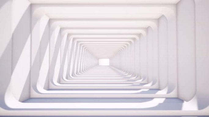 数字壁纸设计的广告。未来背景。白色背景。空模型。白色空房间。未来技术。内部视图。3d渲染。长隧道。4
