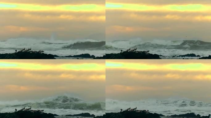 太平洋巨浪海浪汹涌海浪来袭