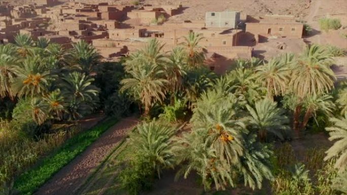 摩洛哥干燥陆地上的偏远村庄，无人机射击