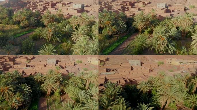 摩洛哥干燥陆地上的偏远村庄，无人机射击