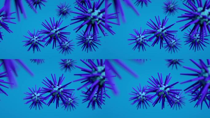 3D渲染病毒或细菌细胞，从显微镜新型冠状病毒肺炎病毒视图