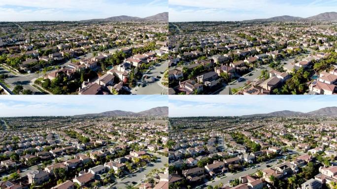 具有相同住宅细分房屋的上层中产阶级社区的鸟瞰图
