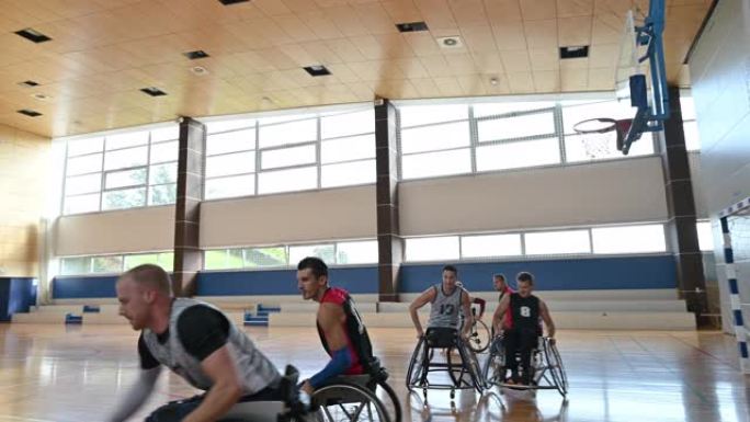 轮椅篮球队友玩练习游戏