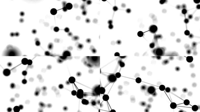 Plexus抽象美丽的几何白色背景，带有移动的黑线、点和三角形。循环动画。