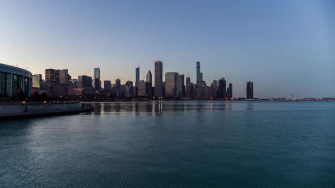 芝加哥城市景观-飞越密歇根湖