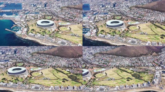 开普敦南非鸟瞰海点全景平移4k视频