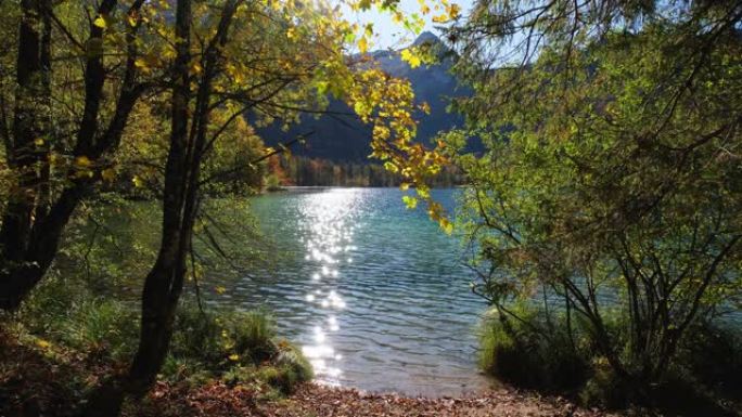 上奥地利州萨尔茨卡默古特的秋季高山奥芬湖