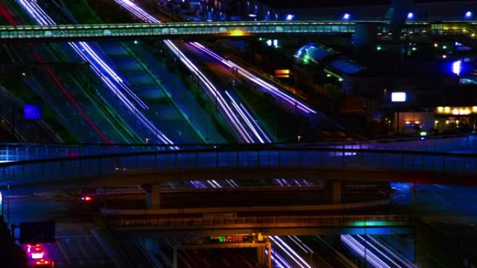 东京市区高速公路的夜间时光倒流