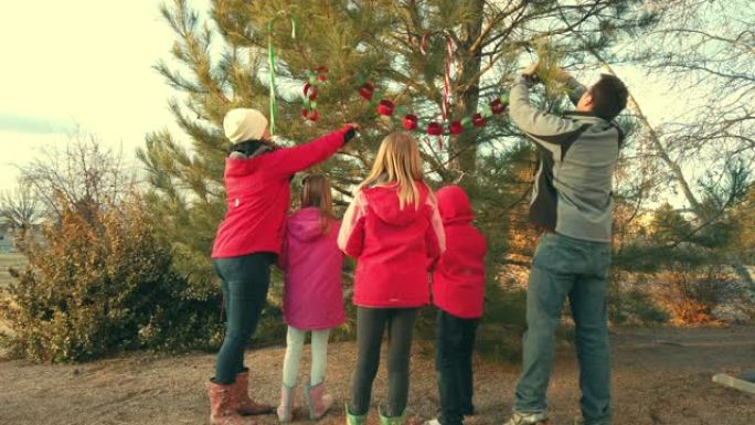 年轻充满活力的有趣家庭在家准备圣诞节视频系列