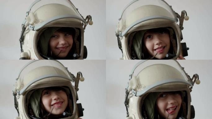 小孩微笑宇航员梦想童真科普教育玩耍娱乐