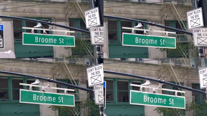 纽约市布鲁姆街标志，4k慢动作60fps