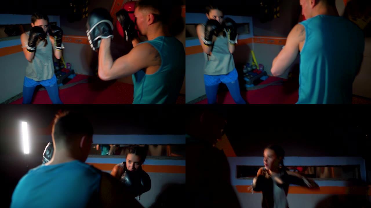 焦点手套拳击训练打拳出拳视频素材