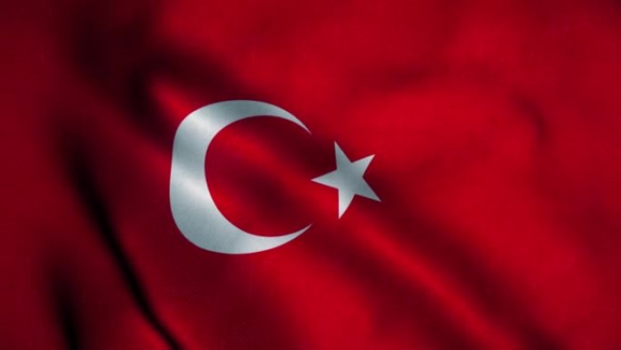 土耳其国旗在风中飘扬。土耳其国旗。土耳其无缝循环动画的标志。4K