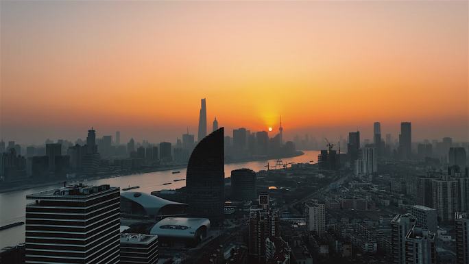 4K高清航拍上海北外滩浦东CBD三件套