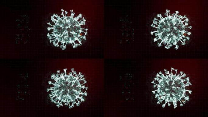 冠状病毒背景4K粒子细菌分子三维动画