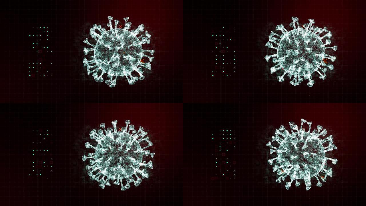 冠状病毒背景4K粒子细菌分子三维动画