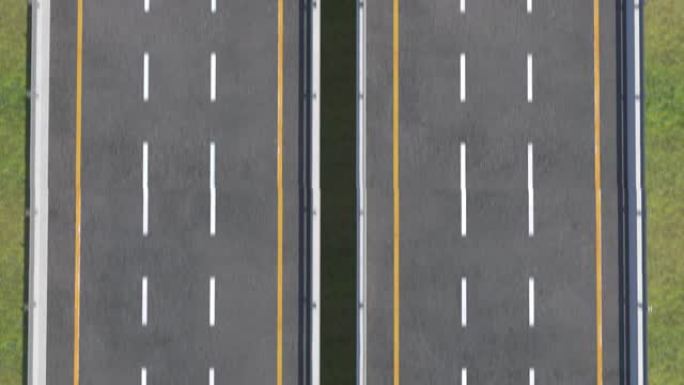 道路上车道的远顶视图，快速移动-循环3d动画