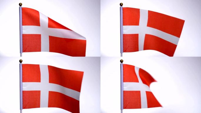 旗杆上的丹麦国旗迎风飘扬。