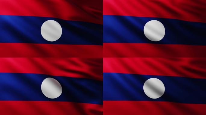老挝大旗全屏背景随风飘扬