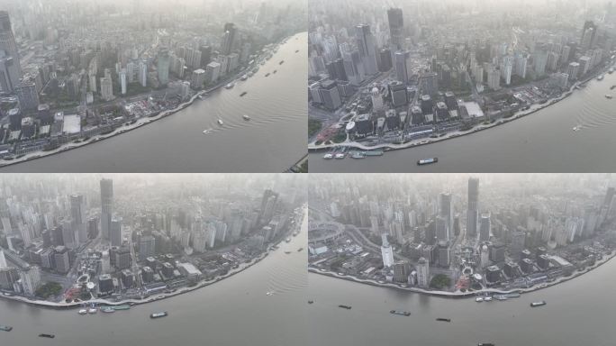 5K原素材-航拍上海黄埔滨江岸线