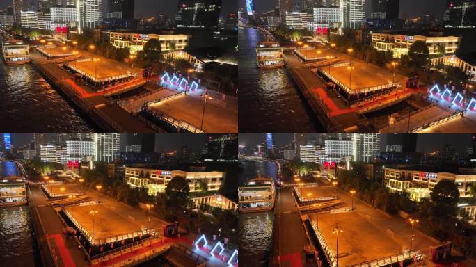 5K原素材-航拍上海杨浦滨江夜色