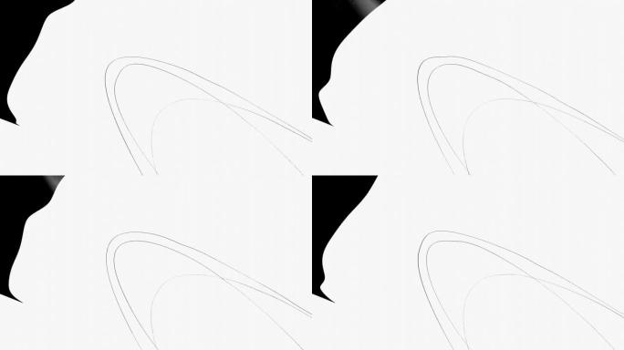 锯齿线运动。带有抽象图形轮廓的怪异运动设计。数字几何视觉效果。带有动画黑色形状的装饰背景。