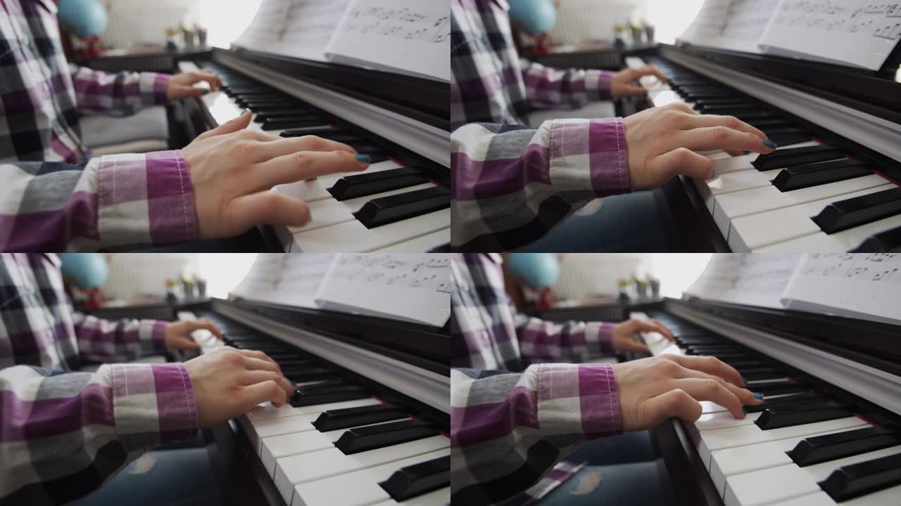 玩数字钢琴的少女艺术家文艺演奏弹奏