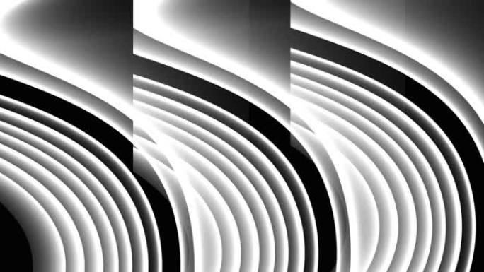 黑白全高清曲线动画。可循环的抽象3d动画。