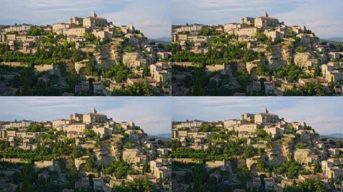 日落之光4k视频法国普罗旺斯的戈尔德村