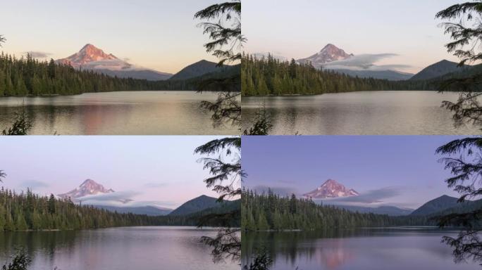 俄勒冈州胡德山 (Mount Hood) 和失落湖 (Lost Lake) 的昼夜时光倒流。