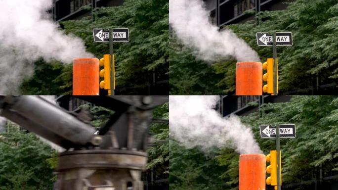 纽约市曼哈顿纽约地铁上的烟烟囱，4k慢动作60fps