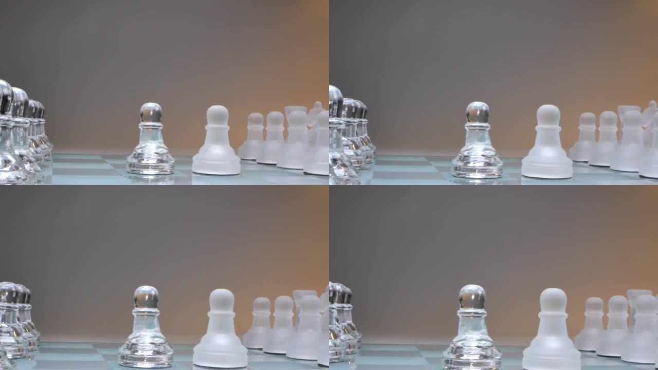概念两兵相对立，两力，玻璃棋