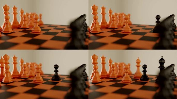 棋盘上的3D象棋下棋象棋棋盘