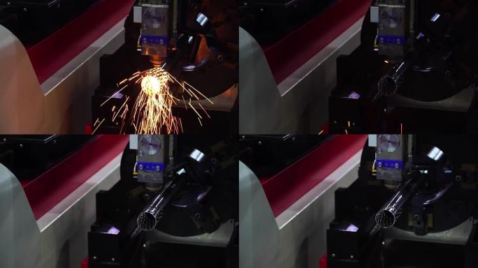 光纤激光切割机通过数控程序控制不锈钢管切割。