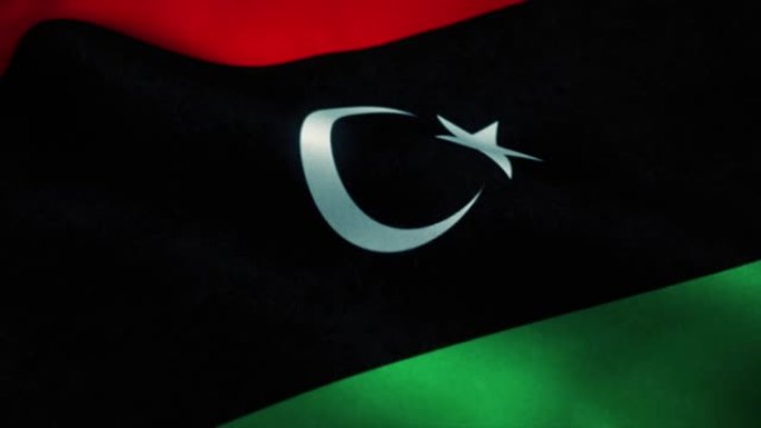 利比亚国旗随风飘扬。利比亚国旗。利比亚无缝循环动画的标志。4K