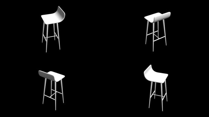 酒吧凳子家具3d渲染。高脚椅。酒吧室内设计