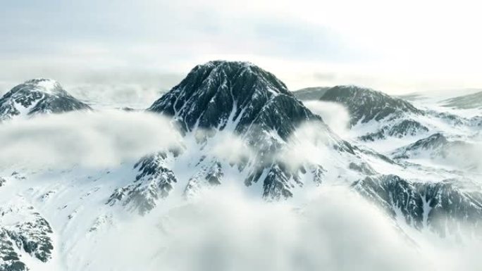 可循环的冬季山峰雪山航拍雪山VR