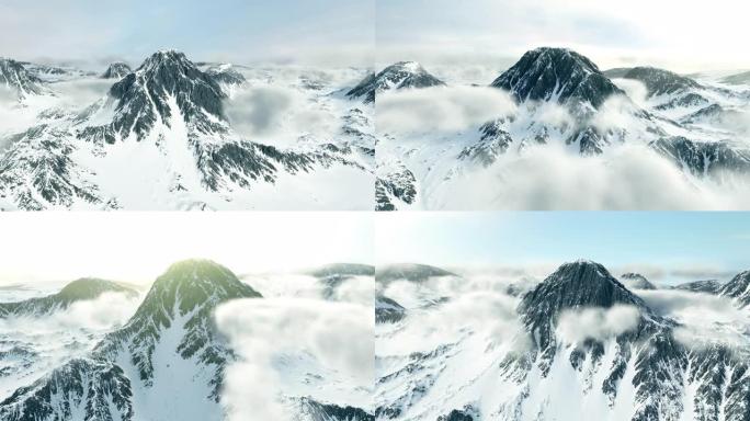 可循环的冬季山峰雪山航拍雪山VR