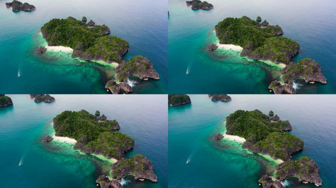 有白色沙滩的岩石岛。卡拉莫安群岛，Camarines Sur，Matukad。菲律宾