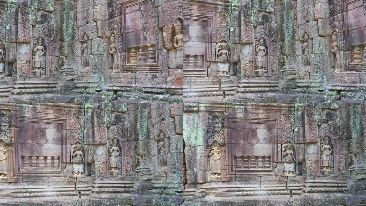 柬埔寨暹粒吴哥窟建筑群塔索姆寺的石雕艺术。