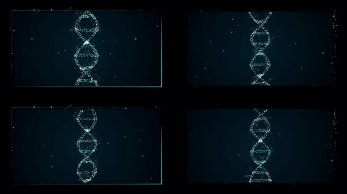 电子显微镜成像的DNA在一个抽象的hud屏幕，使用高科技数据监测身体的状态。